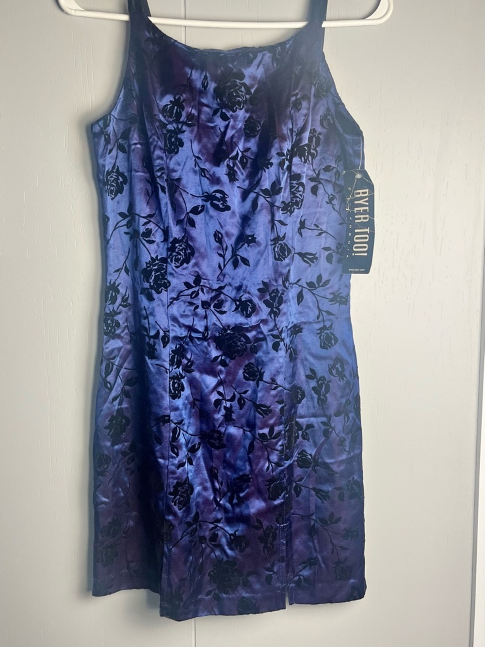 Byer Too Blue Floral Satin Slip Dress. Size 5